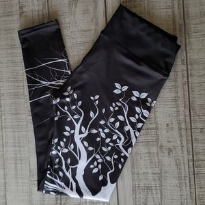 Black and white leggings with tree pattern